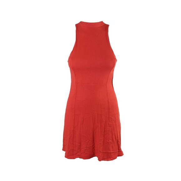 Free People Size Small Red Orange Kitty Kat Back Cut Out High Neck A-line Dress - Picture 1 of 13